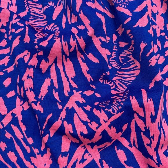 Lilly Pulitzer size 2/4 rolling in the grass blue pink strapless zebra dress - Picture 2 of 12